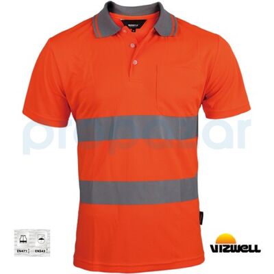 Vizwell VWPS01 Coolpas Kumaş Reflektörlü Polo İş Tshirti Neon Turuncu - 1