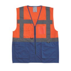 Vızwell VWRW01 Çok Cepli İki Renkli Reflektörlü Mühendis Yeleği Turuncu - Vizwell