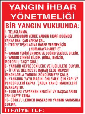 Yangın İhbar Yönetmeliği Levhası - Tabelası - 1