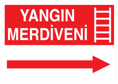 Yangın Merdiveni Sağ İş Güvenliği Levhası - Tabelası - 1