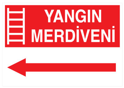 Yangın Merdiveni Sol İş Güvenliği Levhası - Tabelası - 1