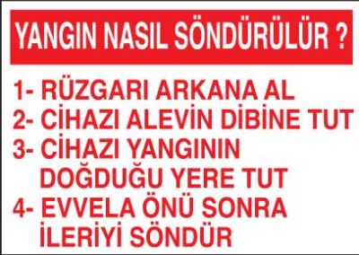 Yangın Nasıl Söndürülür Levhası - Tabelası - 1