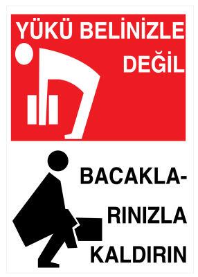 Yükü Belinizle Değil Bacaklarınızla Kaldırın İş Güvenliği Levhası - 1